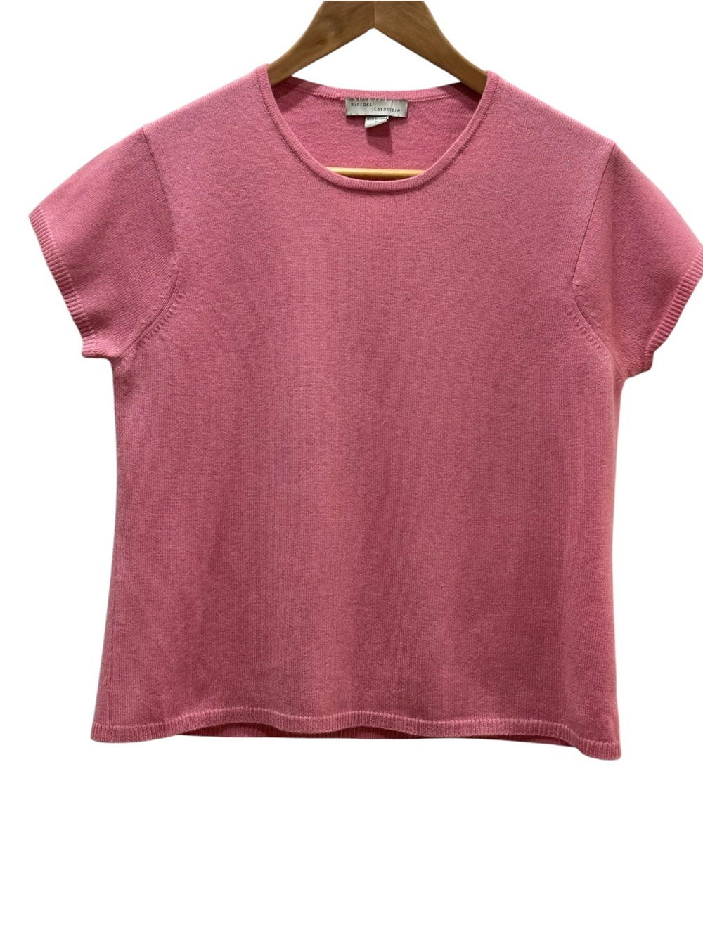 Kinross 100% Cashmere Sweater Dusty Rose Pink Short Sleeve Classic Old Money M